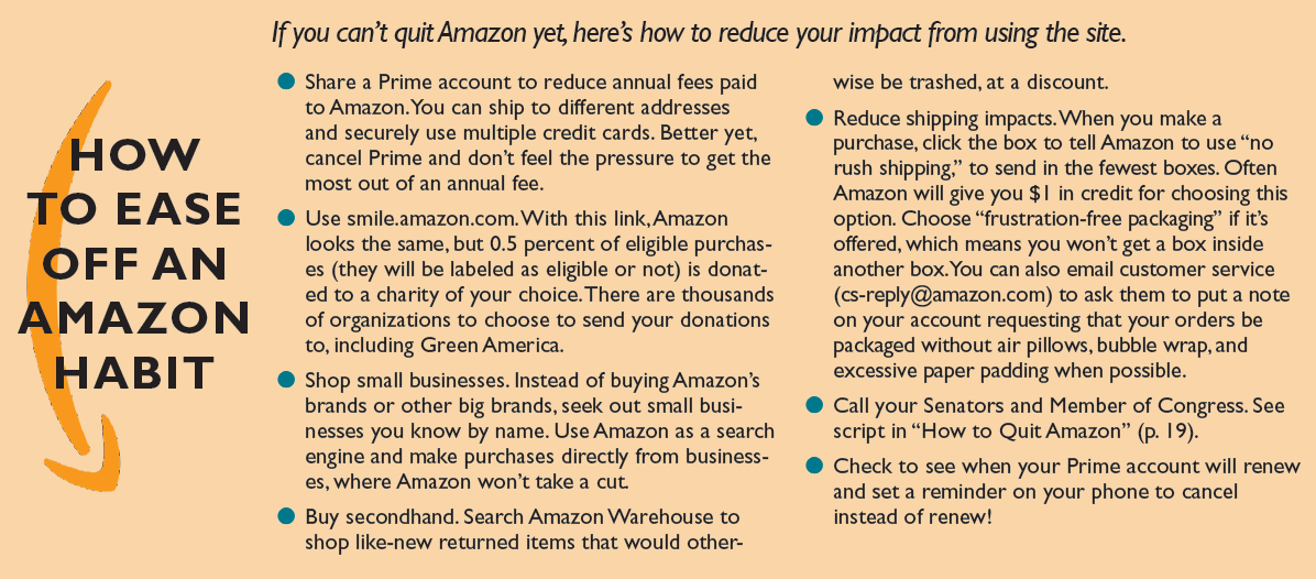 If you can’t quit Amazon yet, here’s how to reduce your impact from using the site.