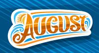 Image says "August" in shades of orange and blue