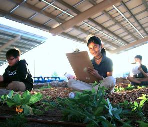 girl working at Arizona garden