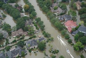 Hurricane Harvey flooded neighborhoods in Houston suburbs.