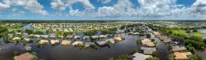 Aerial photo of a flooded neighborhood