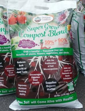 Devine Gardens Super Grow Compost Blend in .5 cubic foot bags with handle 
