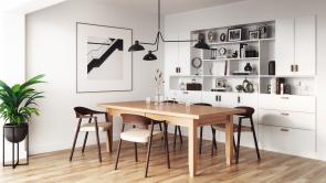 Modern Solid Wood Table in a Dining Room