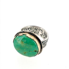 Cotner Estate turquoise ring in 14k gold and sterling silver by Peaces of Indigo