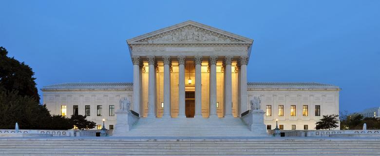 Panorama of United States Supreme Court Building at Dusk