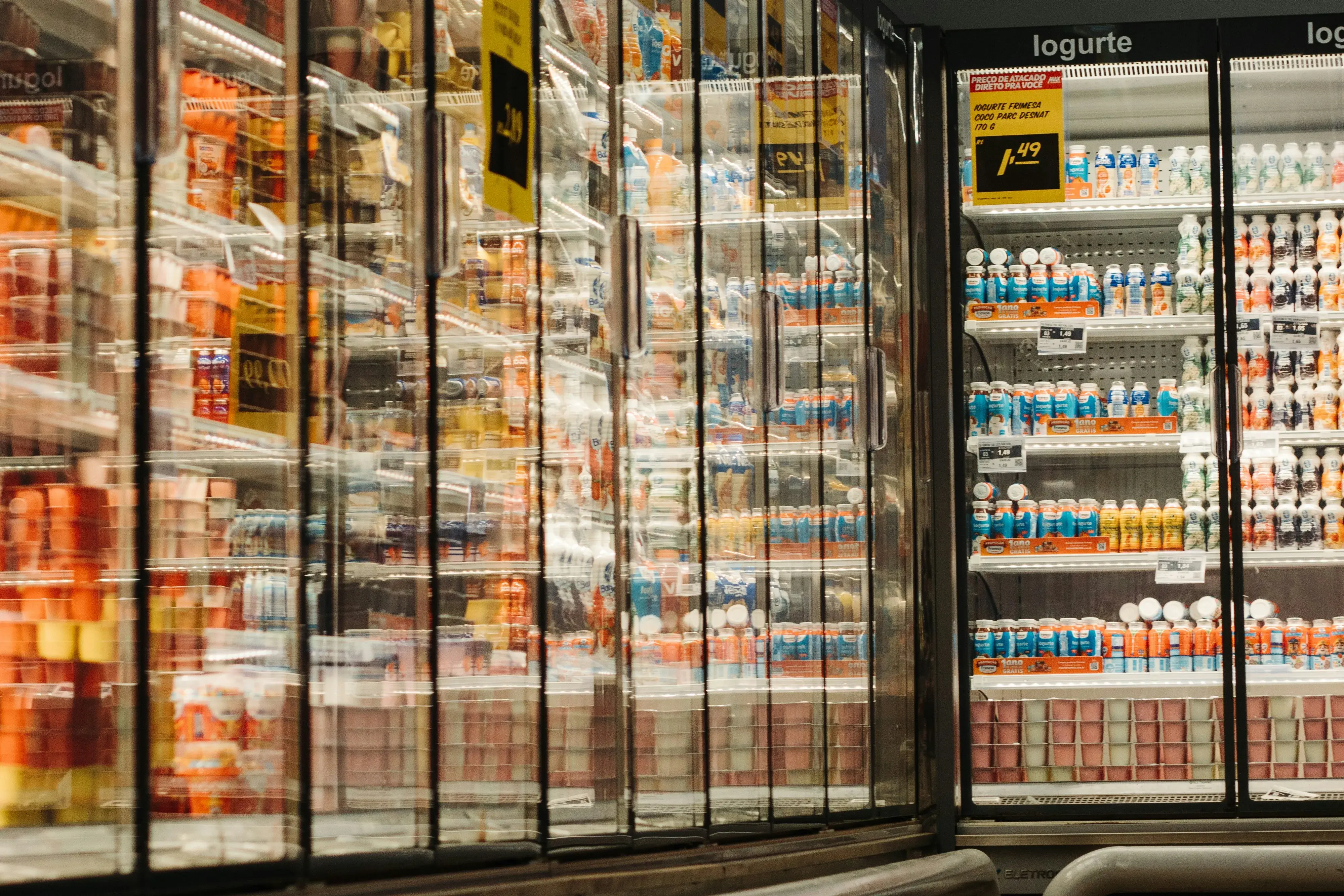 Large grocery store refrigeratiors.