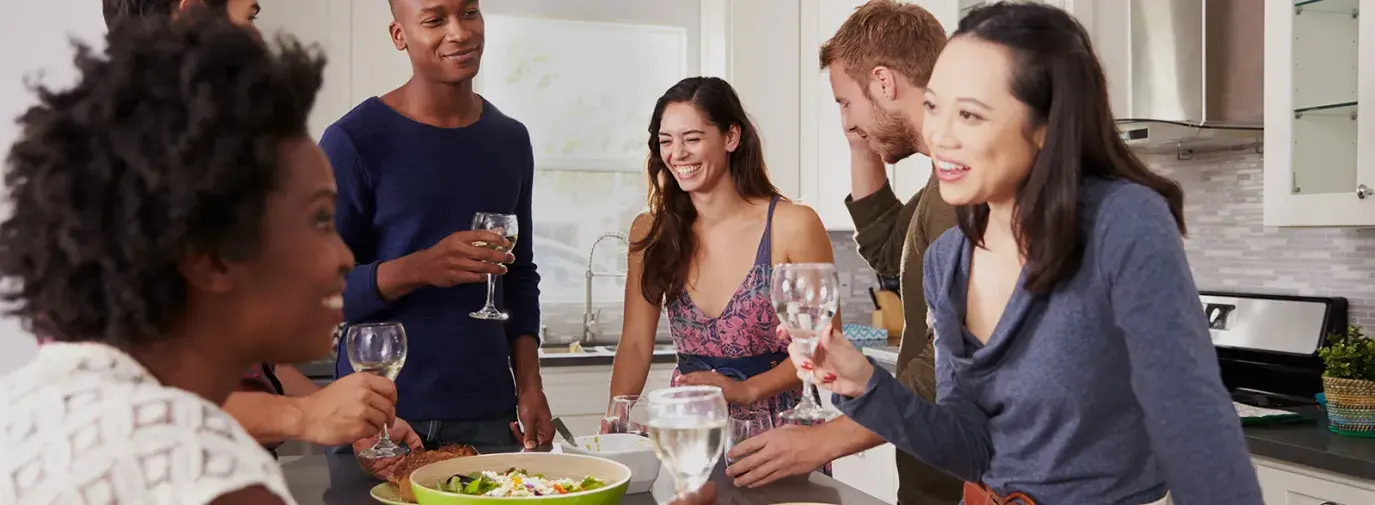 party in a kitchen