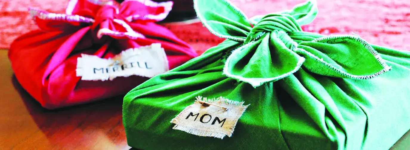 gifts wrapped in fabric