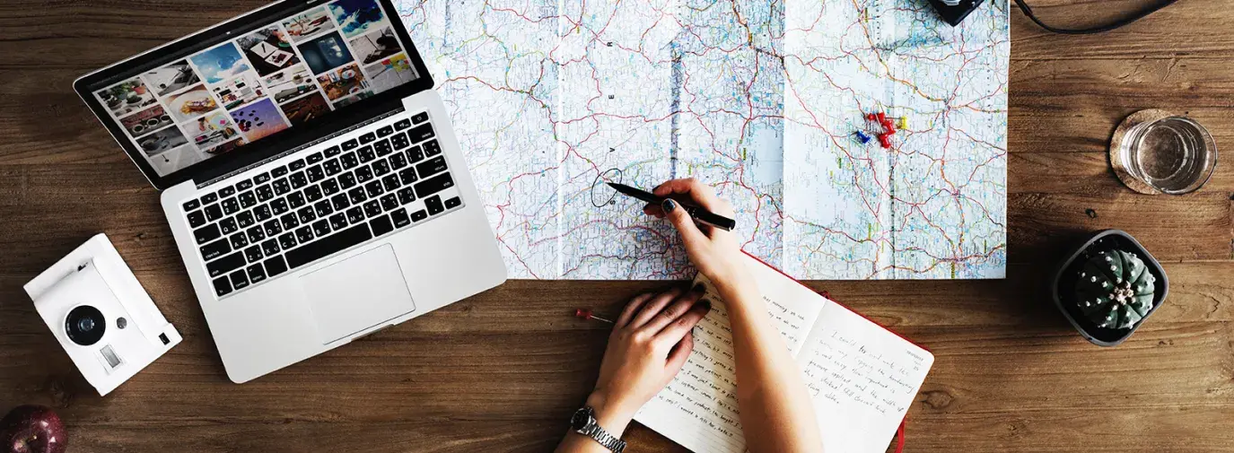 using map to plan travel by RawPixel