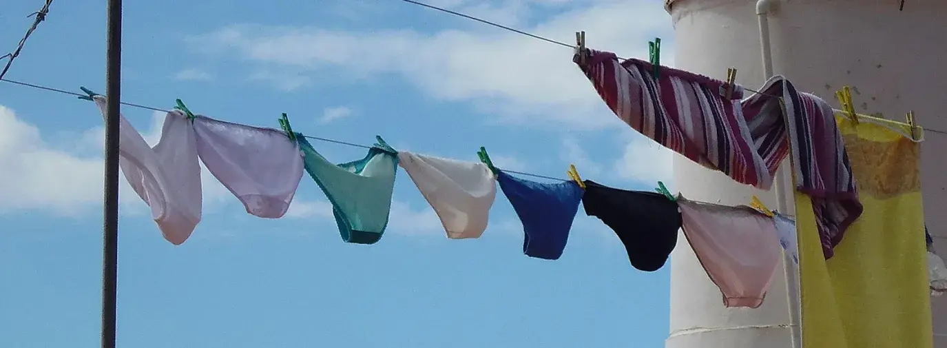 Image: underwear on a clothes line. Topic: Green Your Undies: Organic Cotton Underwear and Other Options