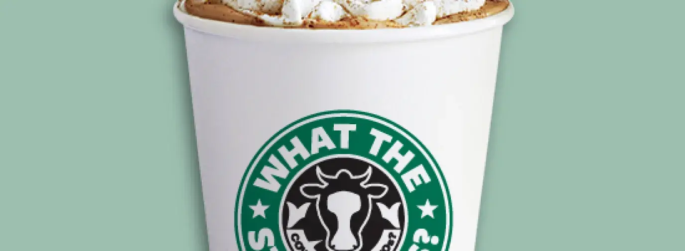Paper coffee cup with logo. Starbucks now offering plant-based milks.