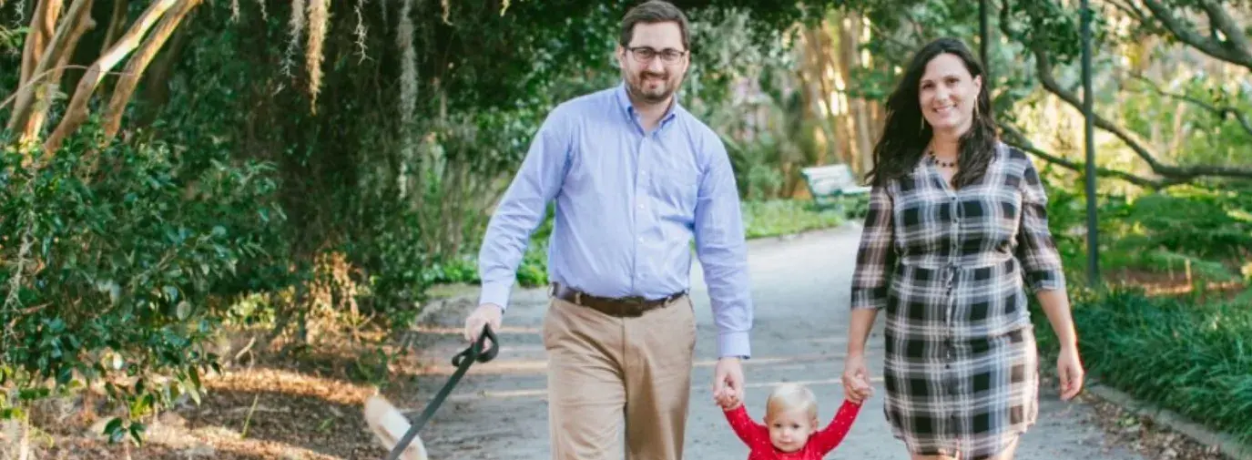 Quirk-Garvan family walking through the park 