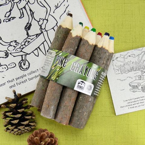 Crayons made of pine branches. Fair Trade Gift Guide.