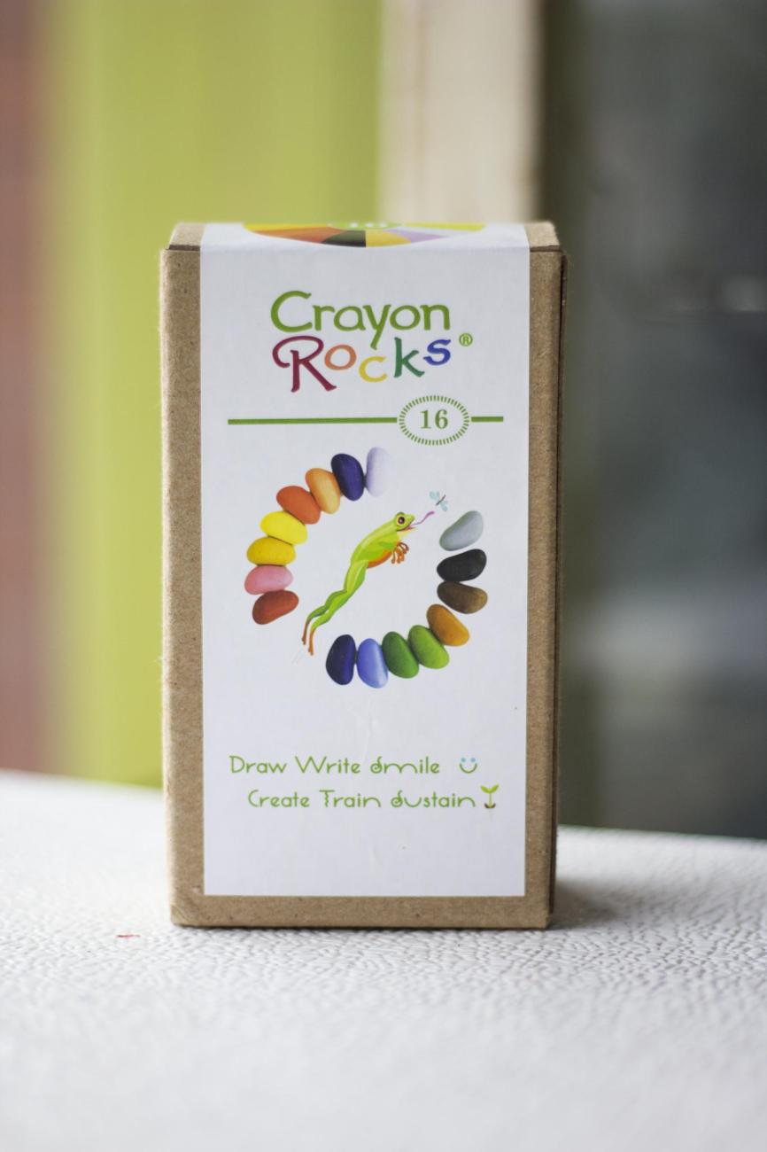 A box of crayon rocks. Sustainable summer.
