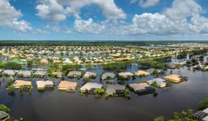 Aerial photo of a flooded neighborhood