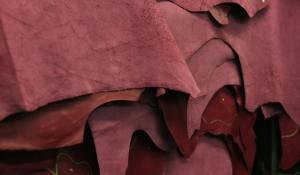 macro shot of red leather.