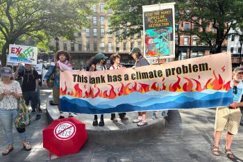 Protest at Citibank in New York City on June 13, 2024. Photo by John Seakwood.